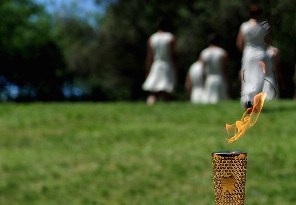 London 2012 Olympic Torch Relay: The lighting ceremony in Olympia on May 10