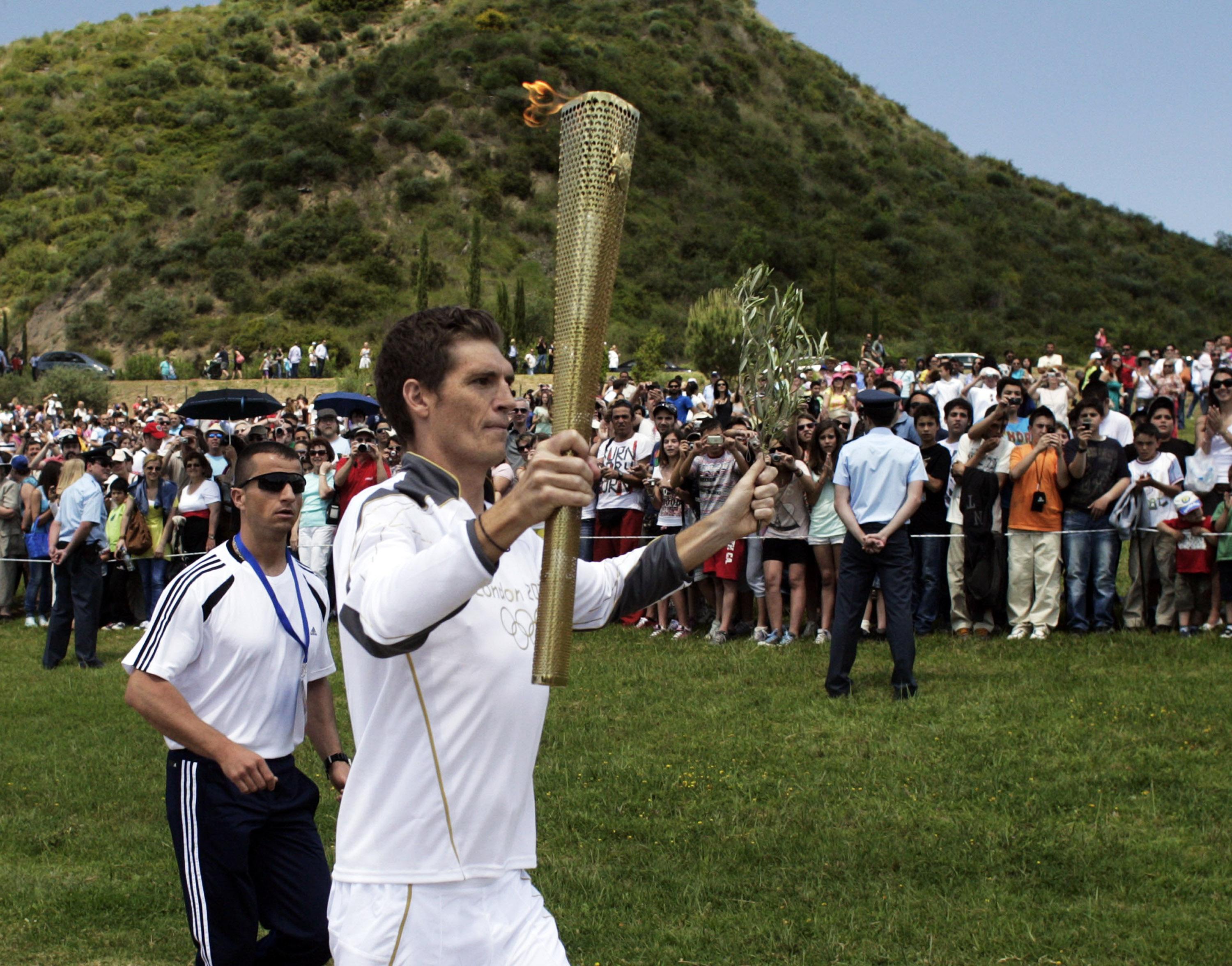 London 2012 - Olympic flame lit at Olympia 