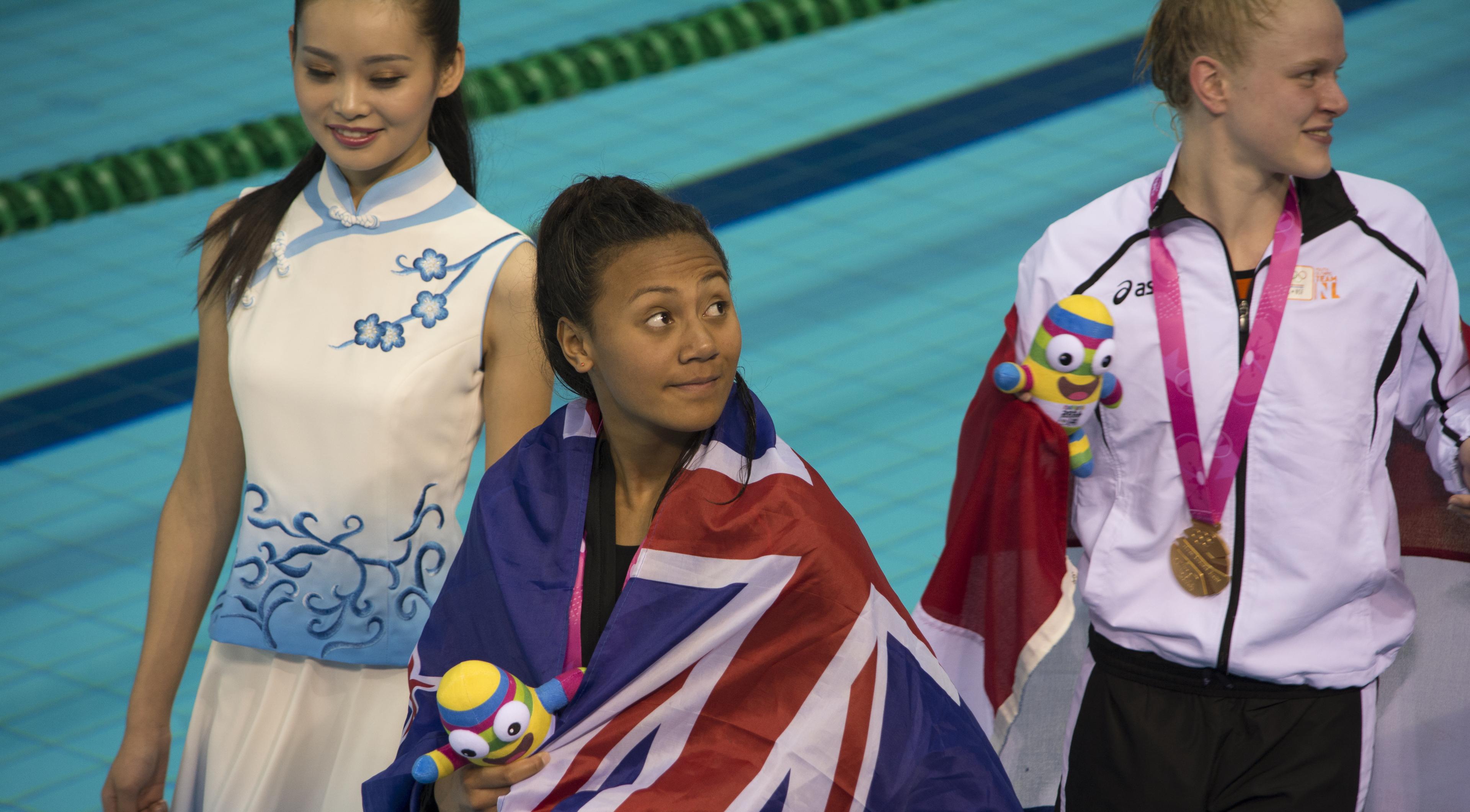 Fa'amausili on Podium in Backstroke Sprint