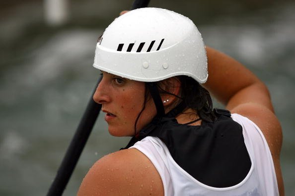 Final practice on Olympic slalom course