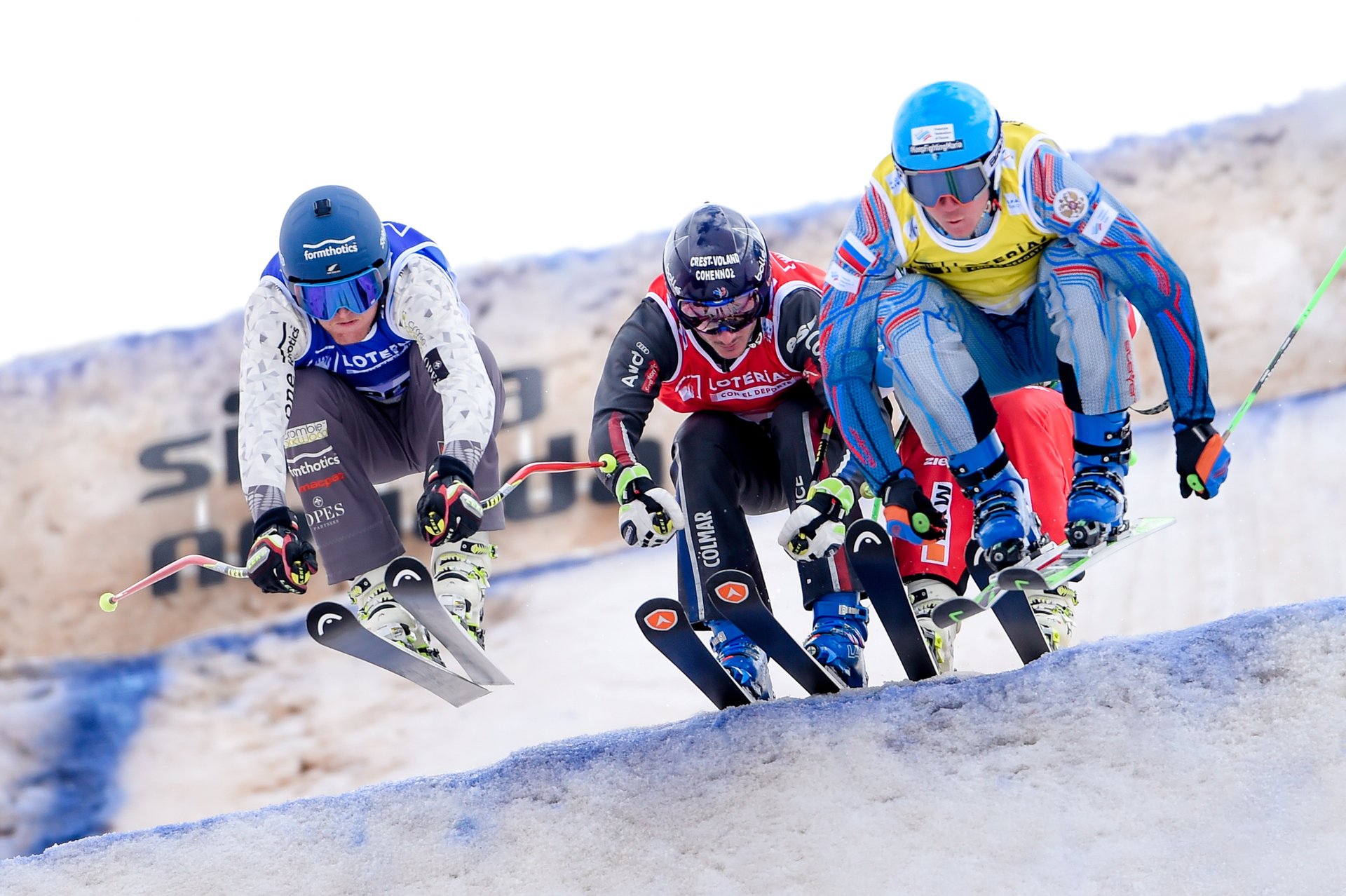 Air time for ski cross racer Jamie Prebble